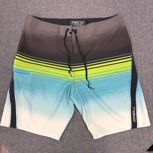 O'Neill Superfreak Board Shorts Surf Beach Swim Trunks Stripe Drawstring Size 34